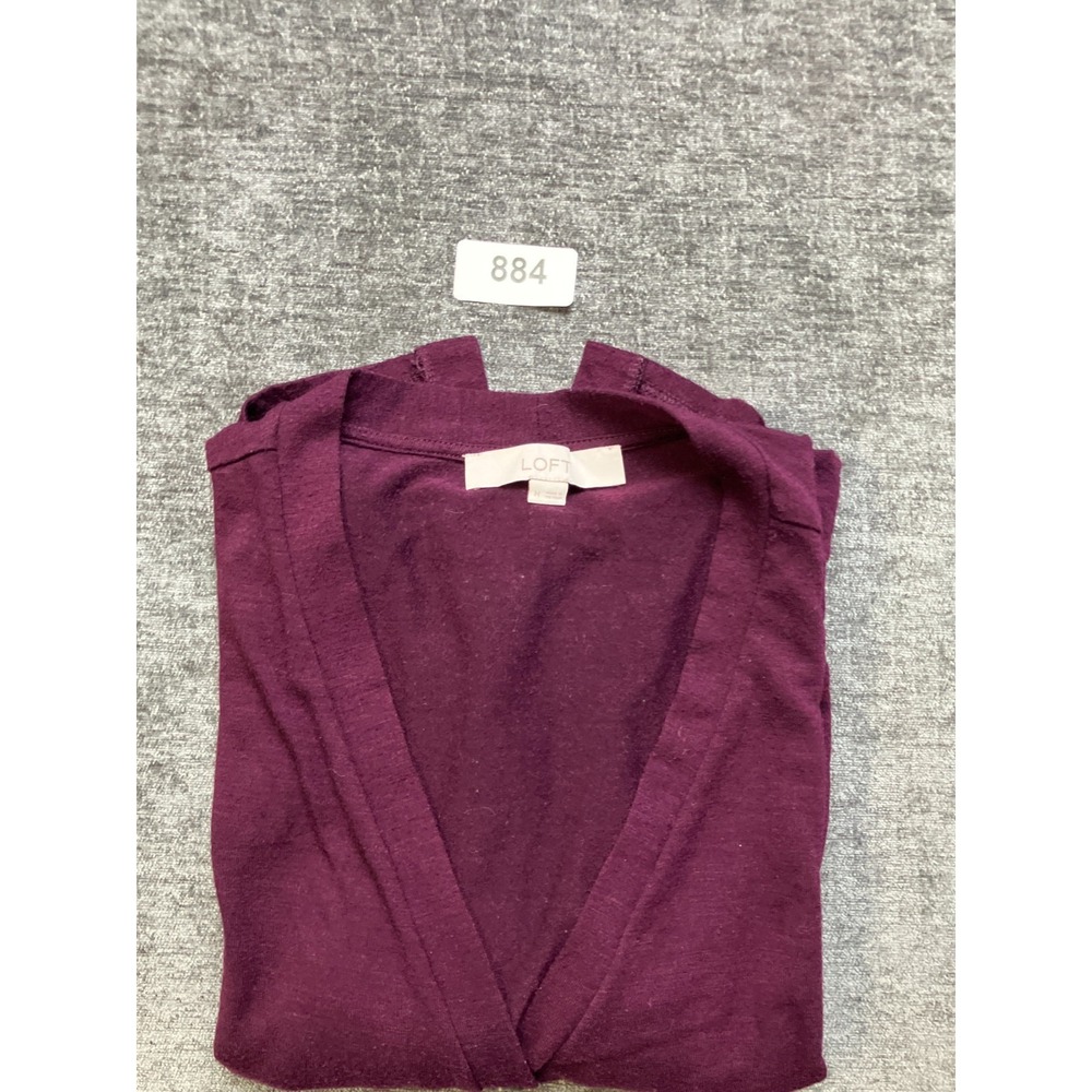 Loft Cardigan Sweater Womens Medium Burgundy V-Neck Long Sleeve Button Front - Picture 5 of 6